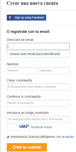 aliexpress registro