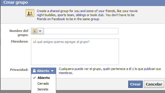 como crear un grupo en facebook