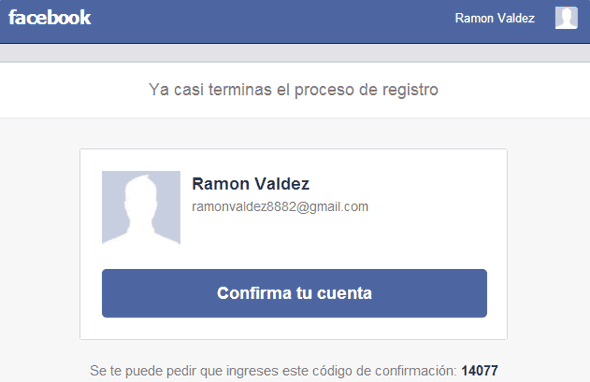 confirmar cuenta de facebook