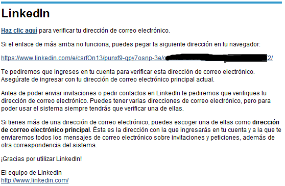 mail verificacion linkedin