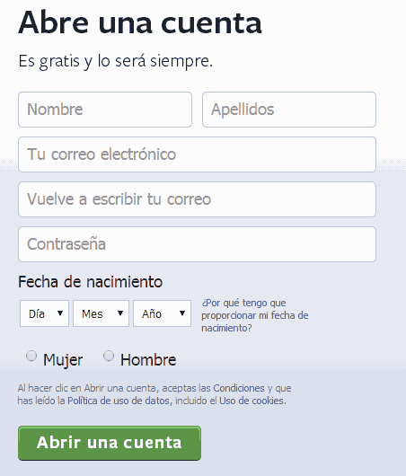 crear cuenta facebook