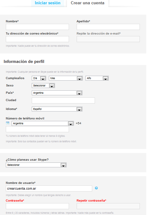 crear cuenta skype