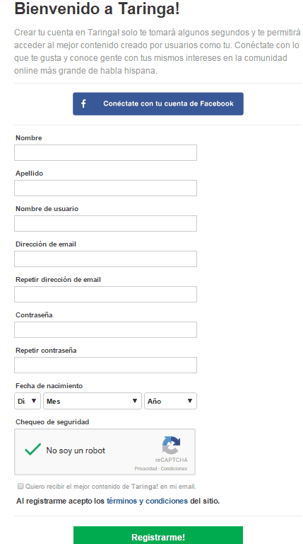 crear cuenta taringa.net