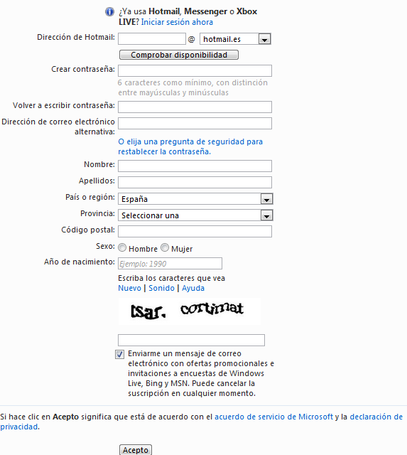 crear messenger hotmail