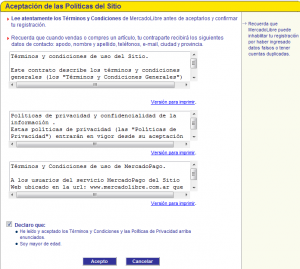 cuenta mercadolibre condiciones