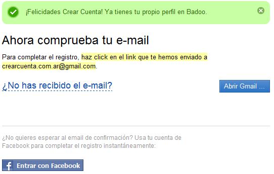 email de activacion badoo