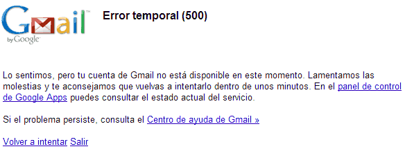 gmail error 500