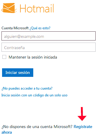 hotmail crear cuenta inicio