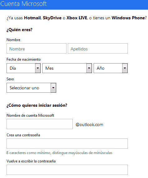 nuevo hotmail