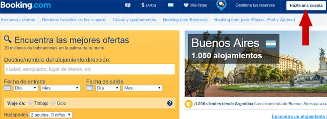 registrarse booking