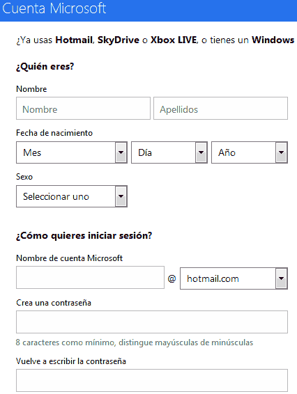 registrarse en hotmail