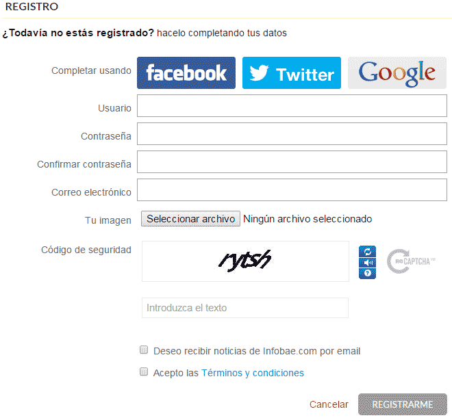 registrarse en infobae