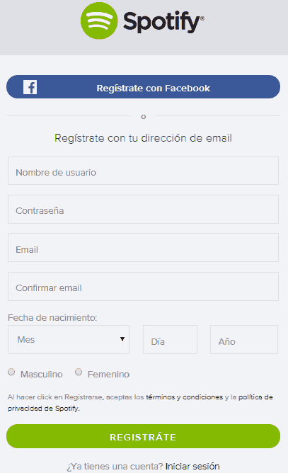 registro spotify