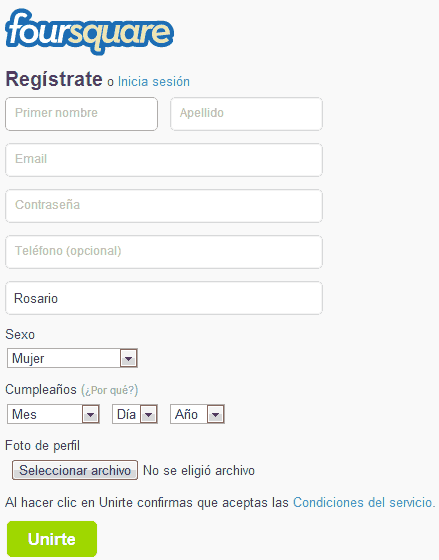 registro en four square