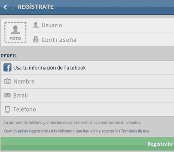 formulario de registro instagram