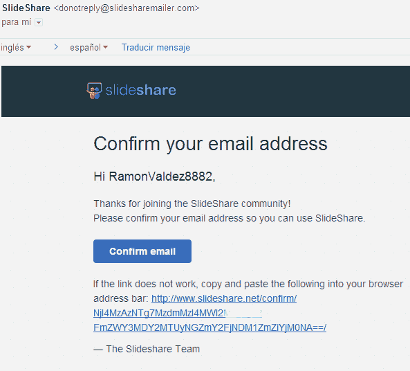 mail confirmacion slideshare