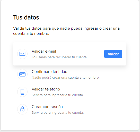 datos para registrarse en mercadolibre